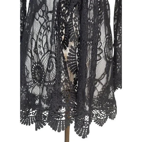 NEW Boho Gypsy Medium Beach Goddess Swim Cover Up Black - Picture 9 of 11